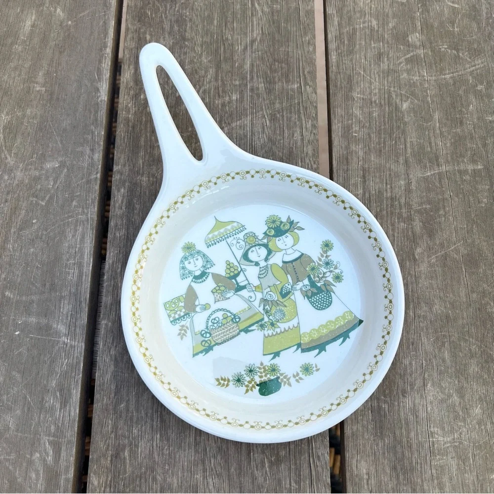 Vintage Turi-Design Market Round Skillet or Spoon Rest Norway Figgjo Flint 6.75”